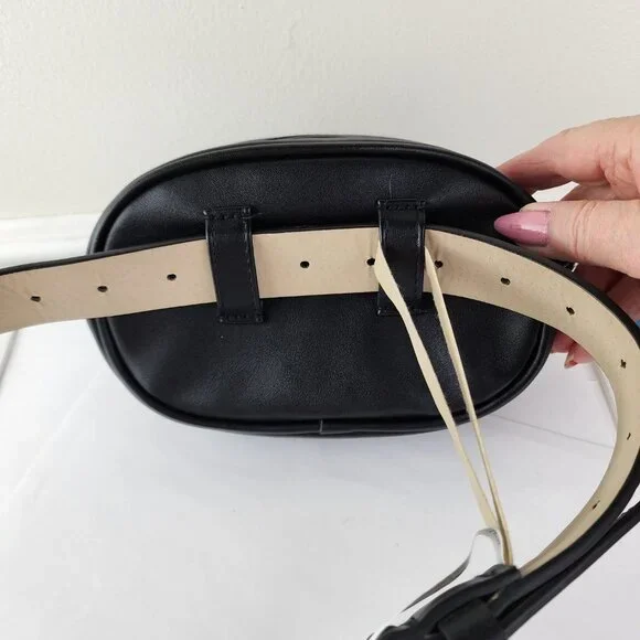 Steve Madden Black Belt Bag Fanny Pack Waist Diamond Weave NWOT - Picture 8 of 8